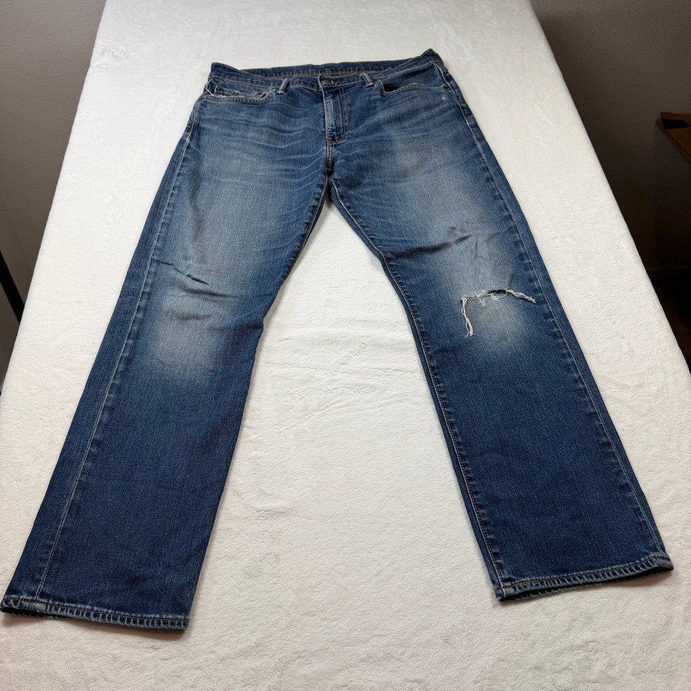 Levi's 514 Jeans Mens 34x30 Blue Good Distressed Straight Leg Denim